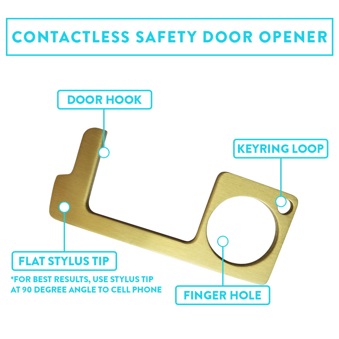 BUTTON PUSHER ANTIMICROBIAL PPE SOLID COPPER SAFETY HOOK DOOR PULLER 