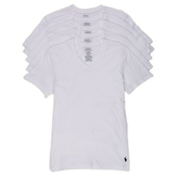 Polo Ralph Lauren Mens Classic Fit Cotton V-Neck T-Shirt 5-Pack  Style-RCVNP5 