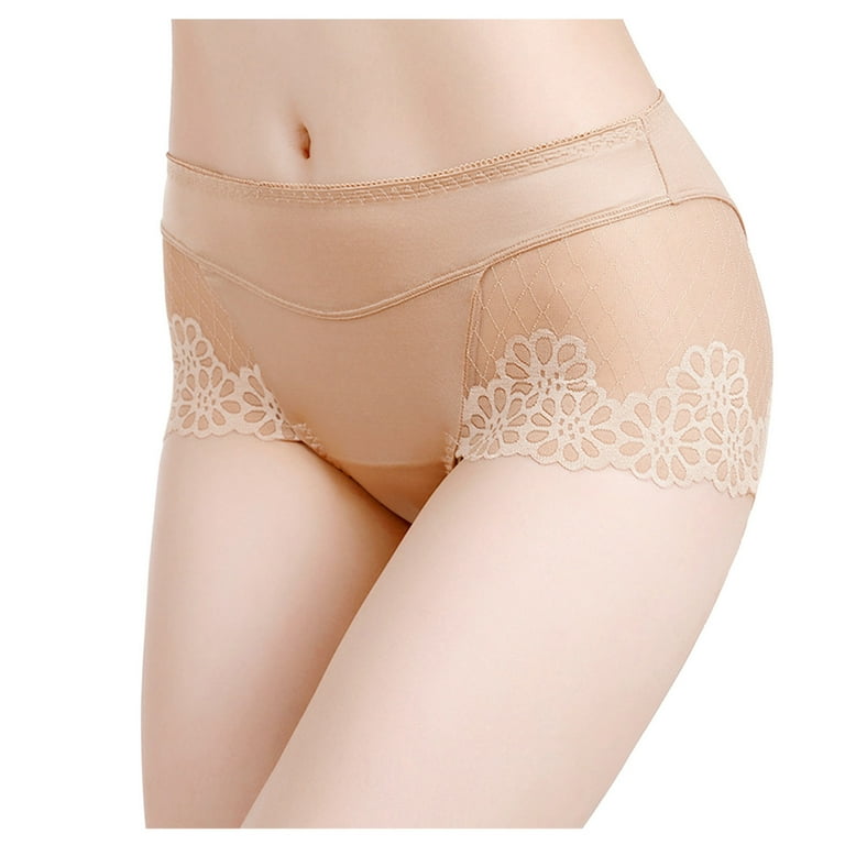 HWRETIE Women Underwear Clearance Women's Sexy Lingerie Seamless Briefs  Lace Panties Thong Underwear Clearance Beige 8(L)