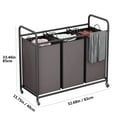 thumbnail image 5 of SUOERNUO 3-Bag Laundry Sorter Cart with Wheels – Heavy Duty Rolling Hamper with Removable Bags for Laundry Room Organization (Brown), 5 of 9