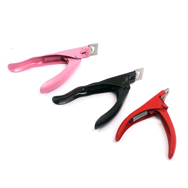 Acrylic UV Gel False Nail TIP Clipper Cutter Trimmer Cuticle Cutter (False Nail Clipper Pink Black & RED)