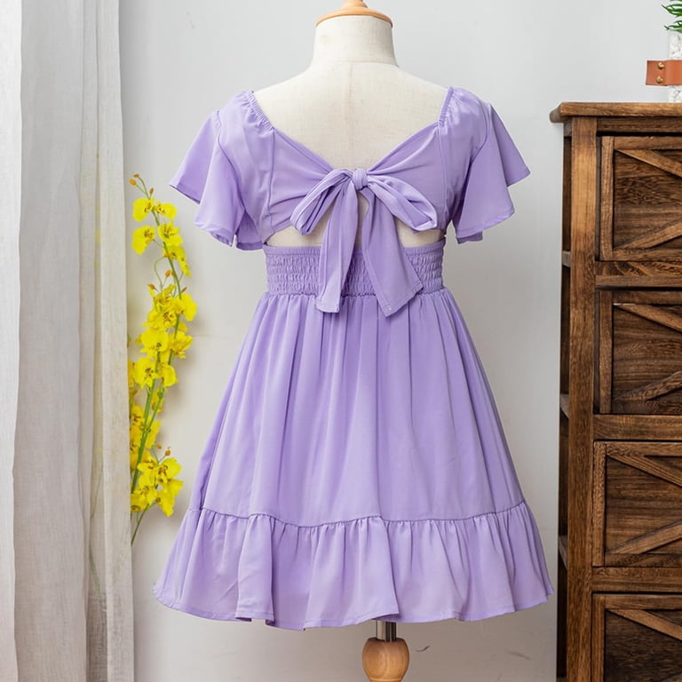 purple dresses for tweens TQWQT Light Purple Dresses for Girls Cute Kids Formal Dress Square Neck  Size Kids Tween Girls Clothes Off Shoulder