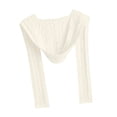 thumbnail image 4 of Bufanda cálida con capucha para mujer, pasamontañas de punto grueso, chal para el cuello para exteriores en invierno Blanco, 4 of 8