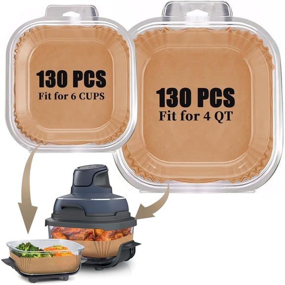 260PCS Air Fryer Liners for NINJA CRISPI,130PCS Each Disposible Paper Liners for 4 QT & 6 Cup Ninja Crispy Air Fryer