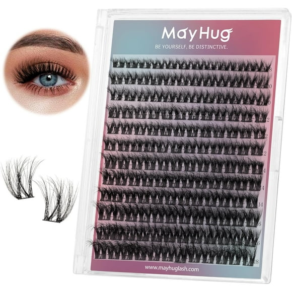 shiyou-Natural Lash Extension 144Pcs Lash Clusters Wispy Eyelash Extensions 8-18 MM Individual Lashes Extensions D Curl DIY Lash Extension at Home (Prism)