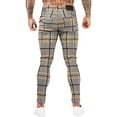 thumbnail image 6 of GINGTTO Mens Chinos Slim Fit Flat-Front Skinny Dress Pants Grey Plaid, 6 of 6