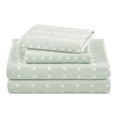 thumbnail image 1 of Beautiful Geometric 4-Piece Percale Sage Green Sheet Set, Double by Drew Barrymore, 1 of 5