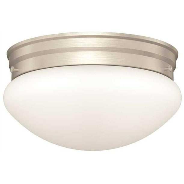 Monument 2498705 Monument Led Mushroom Shaped Ceiling Fixture White Opal Glass 9-1/8 X 5 In. Brushed Nickel 12-Watt Led Chip Included