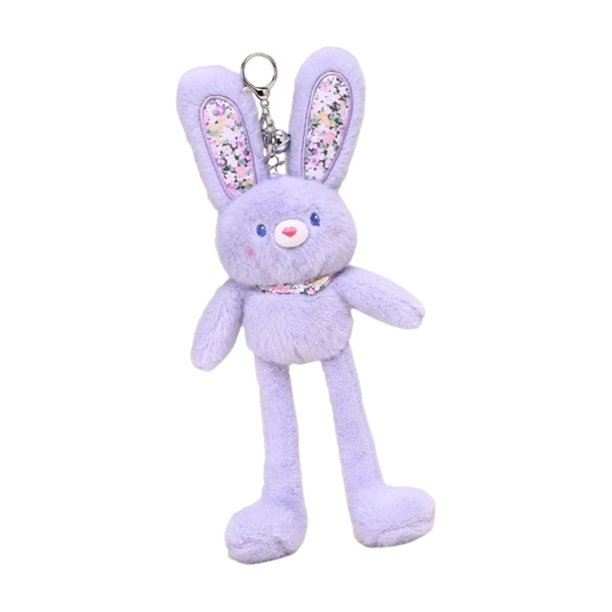 Llavero de peluche de conejito adorable, recuerdo de fiesta, colgante, adorno, dije para bolso, llavero de conejo Púrpura