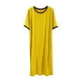thumbnail image 2 of Sakmal Nightgowns for Women Plus Size Long Lounge Dress Short Sleeve Yellow Nightgowns for Ladie Free Size, 2 of 5