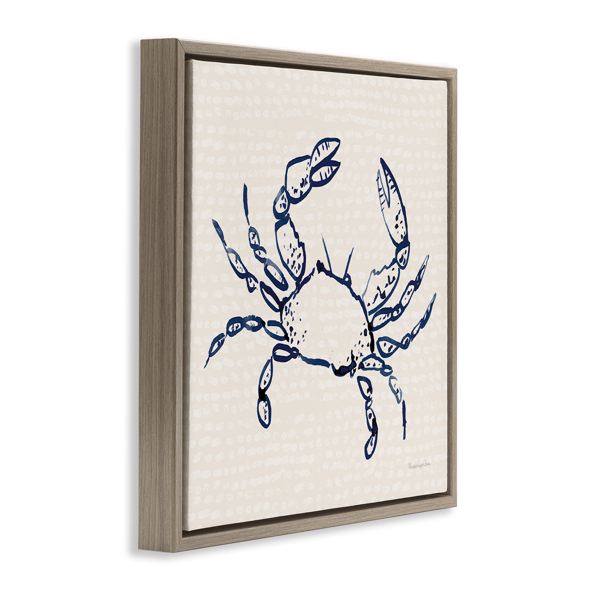 Stupell Industries Crab with Dotted Background Animals & Insects Painting Brown Floater Framed Canvas Art Print Wall Art, 18 x 18