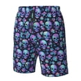 thumbnail image 4 of Cauagu Skull purple flower Print Men's Swim Trunks,Hawaiian Bathing Suit Swimsuits Beach Shorts with Pockets for Men Quick Dry Swimming Board Shorts-XX-Large, 4 of 6