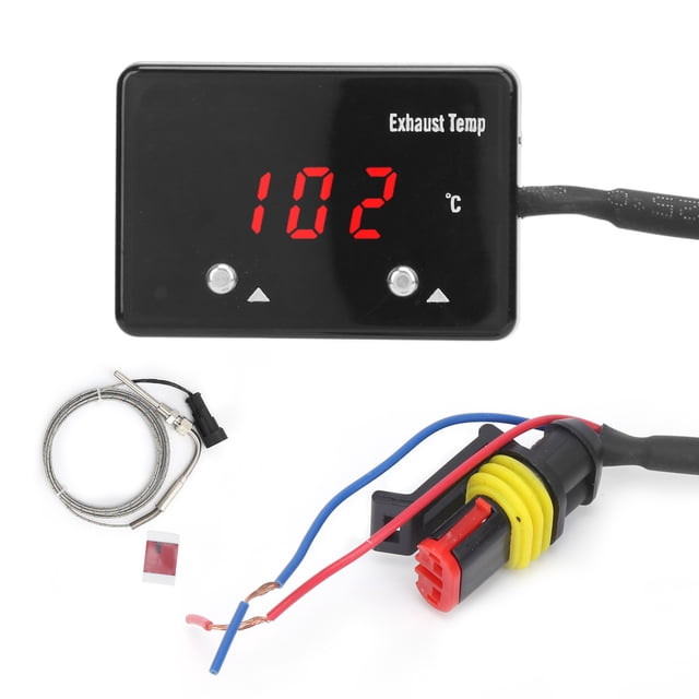 Medidor de temperatura de gases de escape de automóviles con pantalla digital LED roja universal para vehículos de 12 V