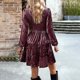 thumbnail image 4 of Gibobby Vestido de punto para mujer Vestido de longitud media con cuello redondo elegante de terciopelo para mujer(Rosa,CH), 4 of 5