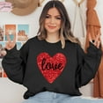 thumbnail image 5 of pimelu Sweatshirt for Women Womens Crewneck Sweatshirt Valentine's Day Fashion Heart Graphics Love Letter Print Pullover Blouses Ladies Loose Crewneck Long Sleeve Sweater Tops, 5 of 6