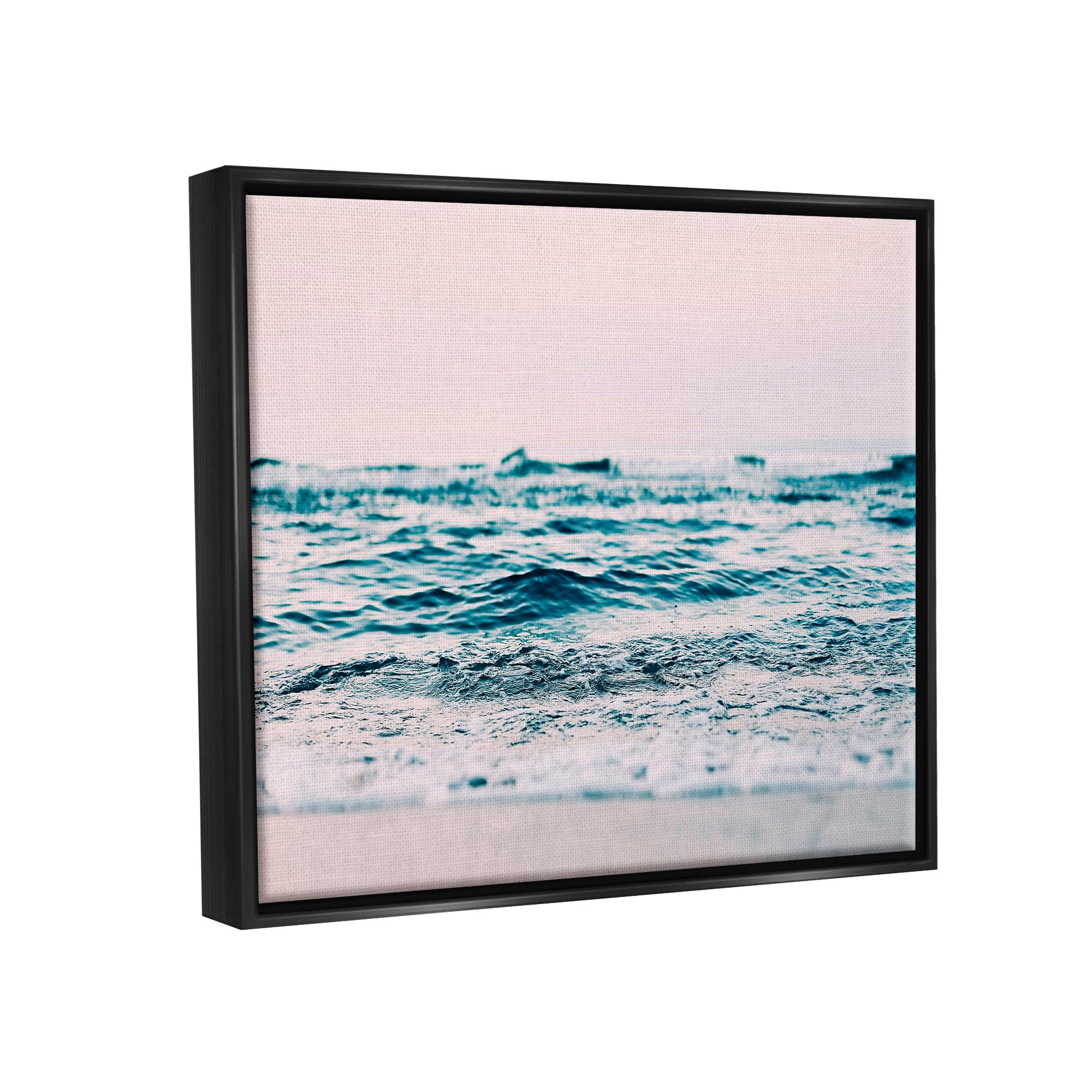Stupell Industries Pink Sunrise Sea Waves Nature Photography Black Floater Framed Art Print Wall Art, 21 x 17
