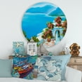 thumbnail image 2 of Designart 'House With Colorful Flowers Near The Sea I' Nautical & Coastal Circle Metal Wall Art 29x29 - Disc of 29, 2 of 5