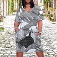 thumbnail image 2 of Womens Casual Dresses Tropical Toucan Mango Leaves Grayscale Art Short Sleeve Dress Summer Dresses for Women 2025, 2 of 5