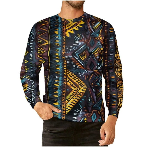 SGFCWSX Men Sweatshirts Long Sleeve Geometric Graphic Casual Crewneck Pullover Multicolor Size 4XL