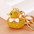 thumbnail image 1 of Llavero con forma de pato amarillo grande y bonito con diamantes de imitación para coche, colgante para bolso de mujer, llavero de metal, regalo para festival, 1 of 6