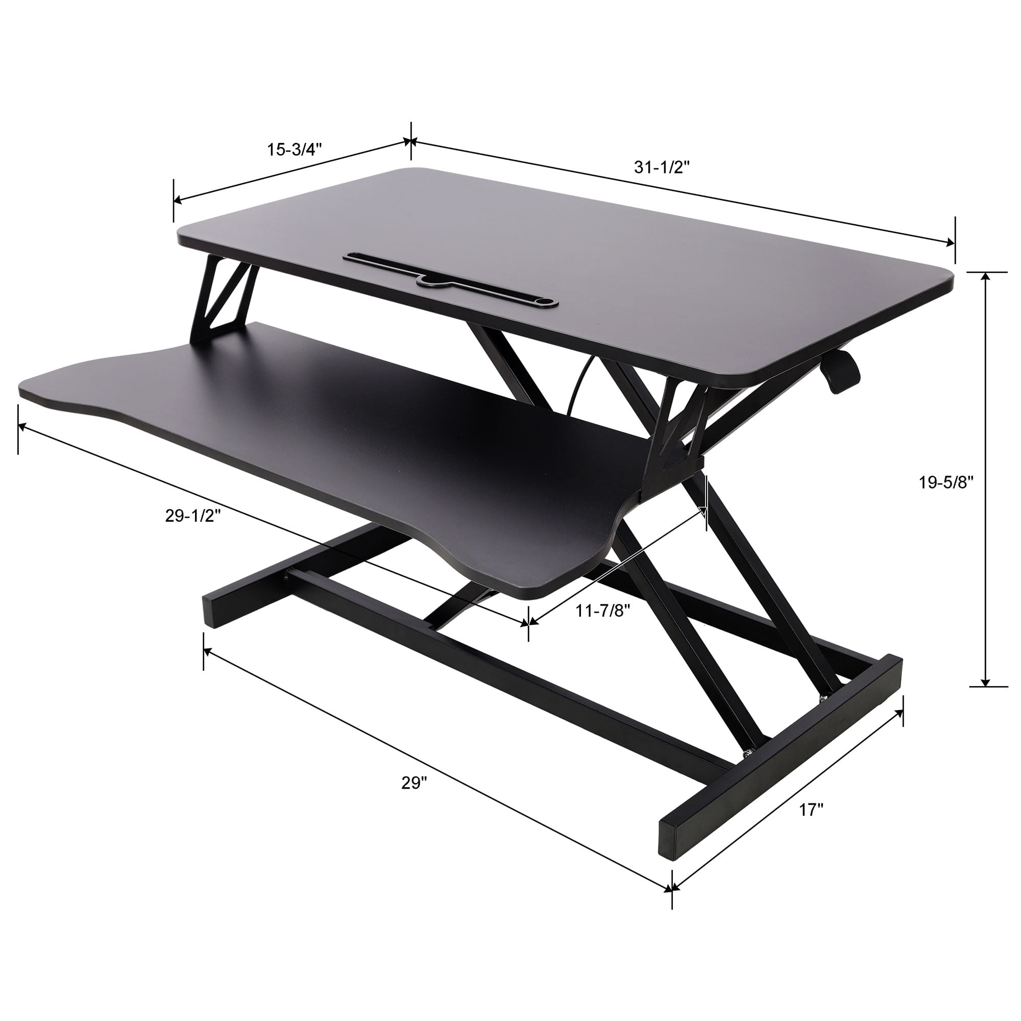 S-HOME Adjustable Height Standing Laptop Desk With Keyboard Tray 31.5 Inches Wide Ergonomic Workspace Converter