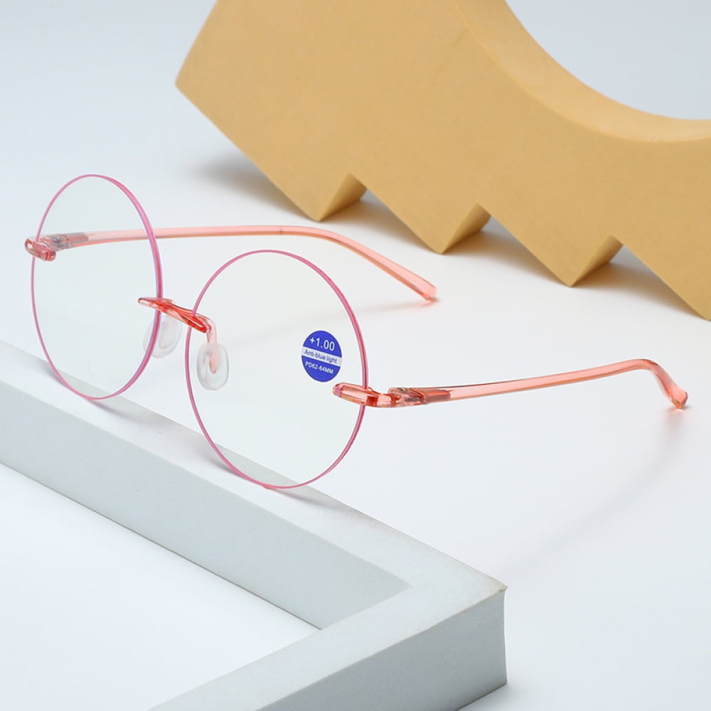 4 Pairs of TR90 Ultra-light Anti-blue Light Pink Reading Glasses for Women Circle Round Fashion HD Tortoise Readers +2.50