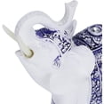thumbnail image 5 of Estatuas de elefante Feng Shui, figuras de elefante blanco con trompa elevada para decoración del hogar (M-porcelana azul y blanca) ER, 5 of 5