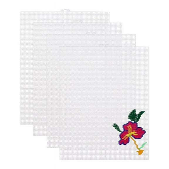 4PCS 7 Count Plastic Mesh Canvas Sheets, Eye for Embroidery, Acrylic Yarn Crafting, Knit Crochet Projects