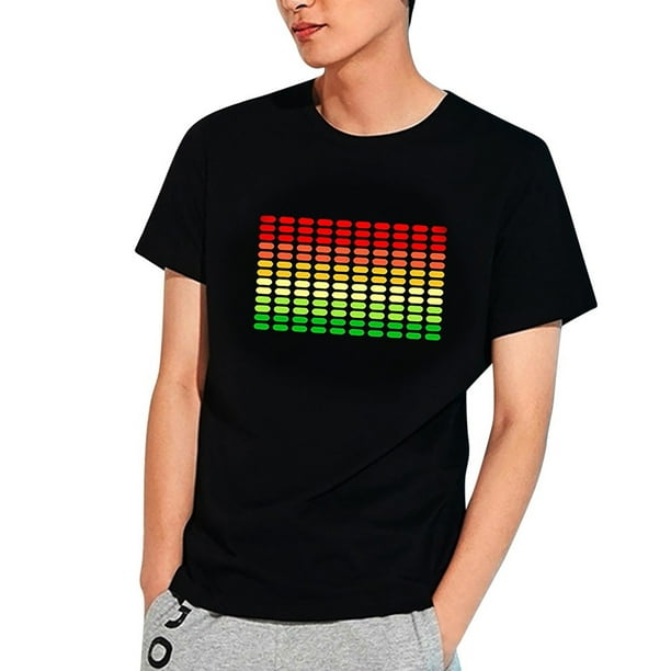 Playeras Para Hombre, Para Fiestas, Discotecas, Dj, Sonido Activado, Luz Led, Arriba Y Abajo, Intermitente, Brillante, Camiseta