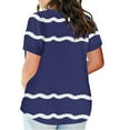 thumbnail image 3 of Scyoekwg Summer Short Sleeve Tops for Women V Neck Plus Size Tunic Tshirt Lightweight Color Block Patchwork Loose Trendy Blouses (Blue,XXXL), 3 of 5