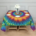 thumbnail image 3 of Colorful Rainbow Tie Dye Spiral Pattern Square Tablecloth,Waterproof Square Table Cover,Wipeable Spillproof Washable Table Cover for Home Kitchen Party Decor 52"x52"(132x132cm), 3 of 6