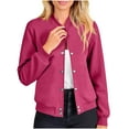 thumbnail image 4 of jtjvou Jacket Women Varsity Casual Button Down Lightweight 2025 Fall Fashion Short School Outfits with Pockets Pink L, 4 of 8