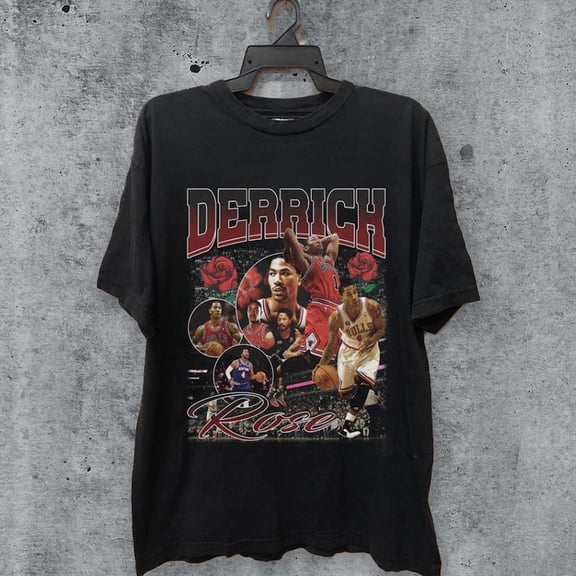 Vintage 90s DERRICK ROSE Shirt Retro Classic Graphic Tee Bootleg Bestseller Unisex Sport Gift
