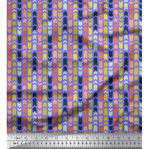 Soimoi Purple Cotton Duck Fabric Paw Arrow Tribal Print Fabric by the Yard 42 Inch Wide