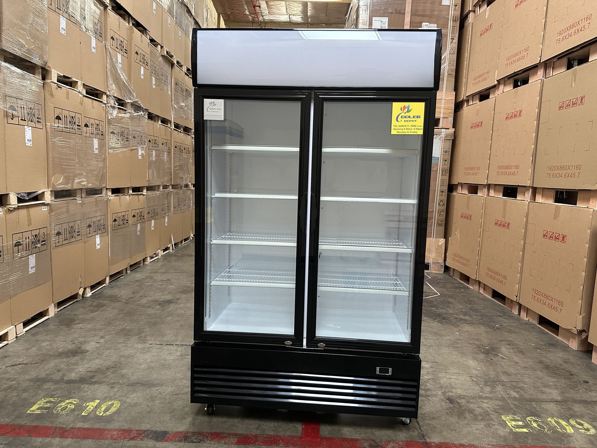 Cooler Depot 47 In. Double Glass Door Commercial Beverage Cooler Refrigerator Model LG1000 NSF ETL Certified