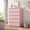 Pink, variant on Pink 5 Drawer Dresser for Bedroom, 15" D x 23.7" W x 40.4" H in Modern Chest of Drawers, Wood Storage Dresser with Handleless Drawers for Bedroom, Living Room, Hallway, Entryway