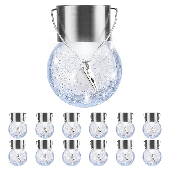 Farol solar para exteriores PARTPHONER, 12 unidades, impermeable, blanco frío