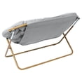 thumbnail image 2 of Pemberly Row Folding Faux Fur Double Saucer Chair with Frame in Gray/Soft Gold, 2 of 15