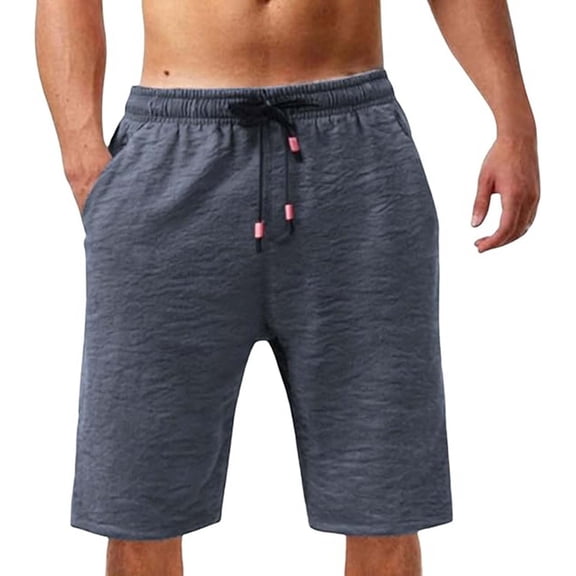 Men's Casual Elastic Summer Shorts Breathable Loose Fit Athletic Outdoor Sports Jogger Pants For Daily Weekend Relaxed Beach LightweightGreyXL