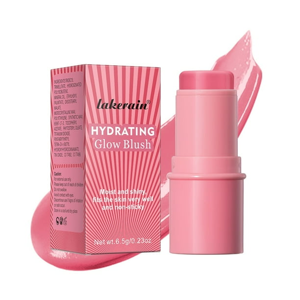 Xihbxyly Rubor En Barra Waterlight, Colorete Luminoso de Textura Cremosa, Fórmula Hidratante de Larga Duración, Acabado Natural y Brillante, Aplicación de Maquillaje, Uso Diario, Colores Fáciles de D
