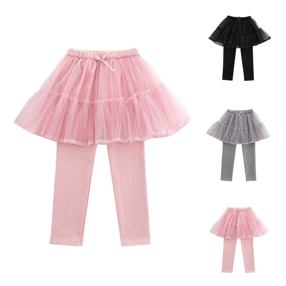 Fall Saving! HVOBTTY Toddler A Line Mid Length Skirts Pants, Kid's Fashion Sport Skirts, Kids Girls Casual Fashion Sequined Lace Skirt Midi Skirts Pants Black, 120