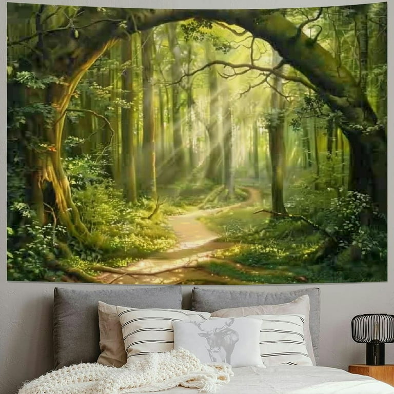 BCIIG Enchanted Forest Tapestry Nature Lanscape Green Tapestry Tree Cave Wall Tapestry Wall Hanging For Living Room Bedroom Home Decorations Walmart