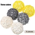 thumbnail image 3 of 6 piezas de bolas de ratán de mimbre decorativas para jarrón de orbes para manualidades, fiestas, decoración de mesa de boda accesorios de aromaterapia (amarillo, gris y blanco) Sincero Hogar, 3 of 4