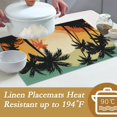 thumbnail image 3 of 6 Pcs Palm Trees Table Mats,Sunset by The Sea Placemats Waterproof Washable, Kitchen Table Decoration Placemats Modern Holiday Kitchen Table Decoration(12"x18"Linen), 3 of 6