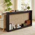 thumbnail image 2 of 70" Long Console Table with 2 Open Shelves, Narrow Sofa Table Behind The Couch with Curved Corner and Anti-Tip Device, Wood Foyer Table for Entryway, Living Room, Hallway, Black, 2 of 6