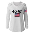 thumbnail image 5 of IDALL Chandail en Molleton pour Femmes Manches Longues T-Shirts Graphiques Rétro 45 47 Imprimé Chandail en Molleton 45 47 Col en V 45 47 pour Président Chandail en Molleton T-Shirts Tenues Automne Blanc 2TG, 5 of 5