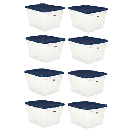 Rubbermaid 7 5 Gallon 30 Quart Plastic Storage Tote Clear Blue Rubbermaid 7 5 Gallon 30 Quart Plastic Storage Tote Clear Blue Set Of 8 Com