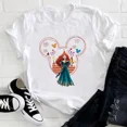 thumbnail image 3 of Camisetas informales de algodón con dibujos animados de Disney para niñas, princesas y sirenas, de Mickey Mouse, para niños, ropa de moda para niños de Disneyland, camisetas para bebés, 3 of 5
