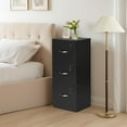 thumbnail image 2 of TEXBM 3-Drawer Wooden File Cabinet with Lock – MDF Vertical Filing Cabinet, Metal Handles, Black, for Home Office Document Storage, 2 of 7