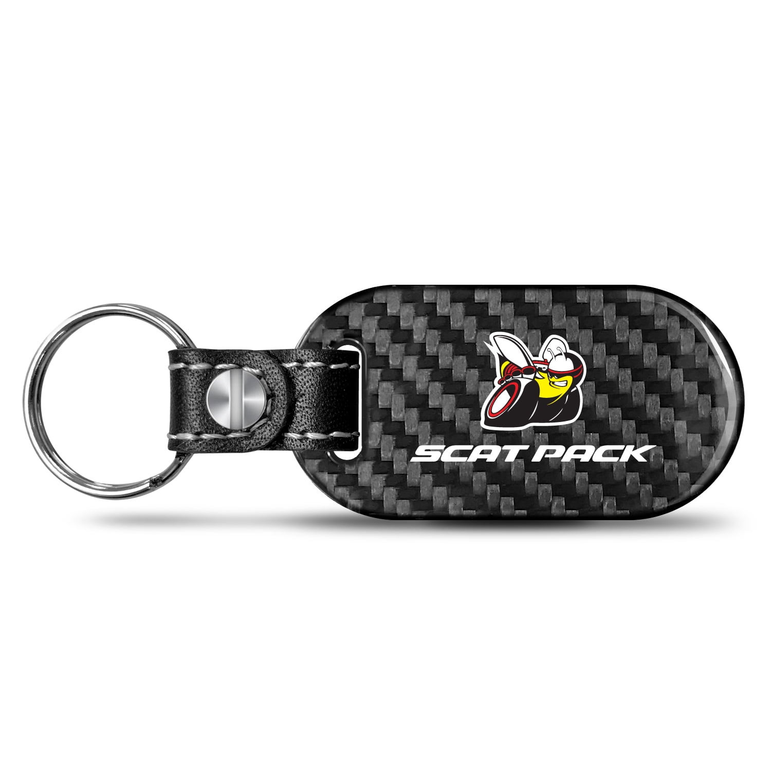 Dodge Scat-Pack Challenger 100% Real Carbon Fiber 3 mm Thick Tag Style Key Chain